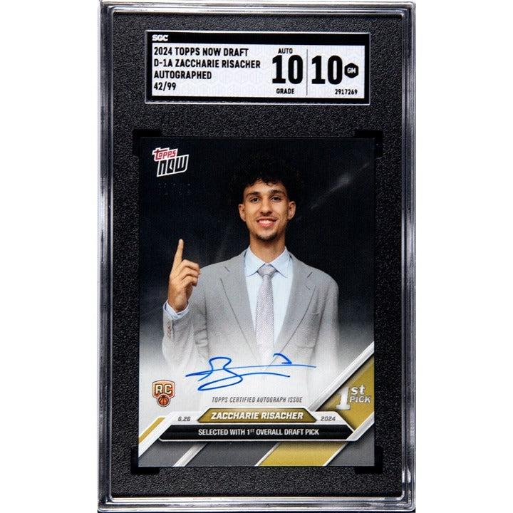 42/99 Zaccharie Risacher RC 2024 Topps Now NBA Draft Night D-1A NBA Hawks SGC 10