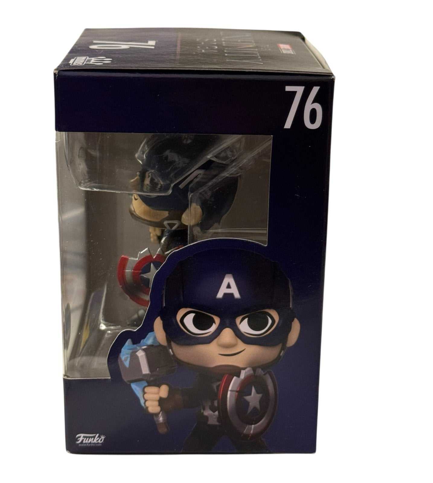 Captain America Infinity Saga Funko Minis 76 figure holding Mjolnir and shield in Five Below exclusive box