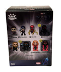 Captain America Infinity Saga Funko Minis 76 box back featuring Marvel characters Iron Man, Captain America, Iron Spider, Thor, and Wanda Maximoff