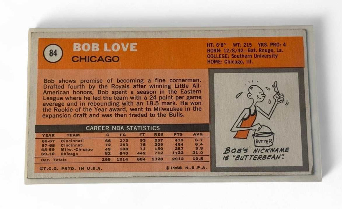 1970-71 Topps Bob Love Chicago Bulls NBA tallboy basketball card vintage