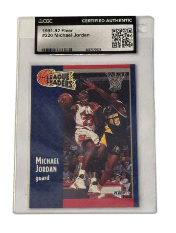1991 92 Fleer Michael Jordan League Leaders card #220 CGC Certified Authentic in tamper-evident sleeve