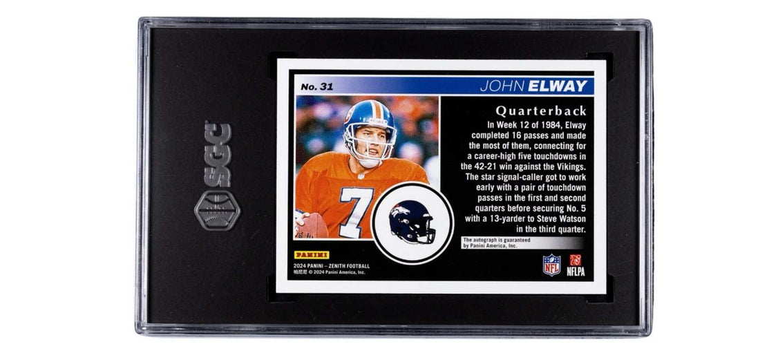 2024 Panini Zenith John Elway autographed football card Denver Broncos SGC 9.5