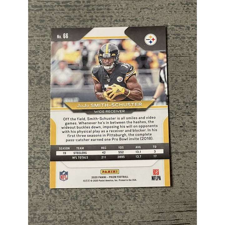 JuJu Smith Schuster 2020 Prizm Green Prizm #66 NFL Pittsburgh Steelers football trading card