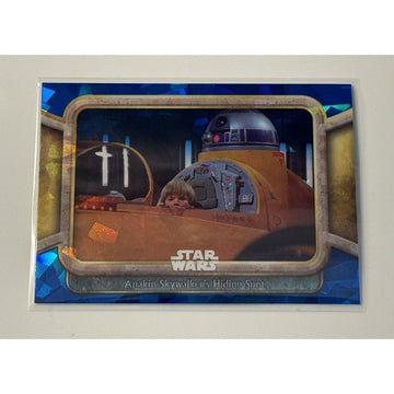 2024 Topps Chrome Sapphire Star Wars Episode 1 Blue R2-D2 Zipoing In Hanger -#77