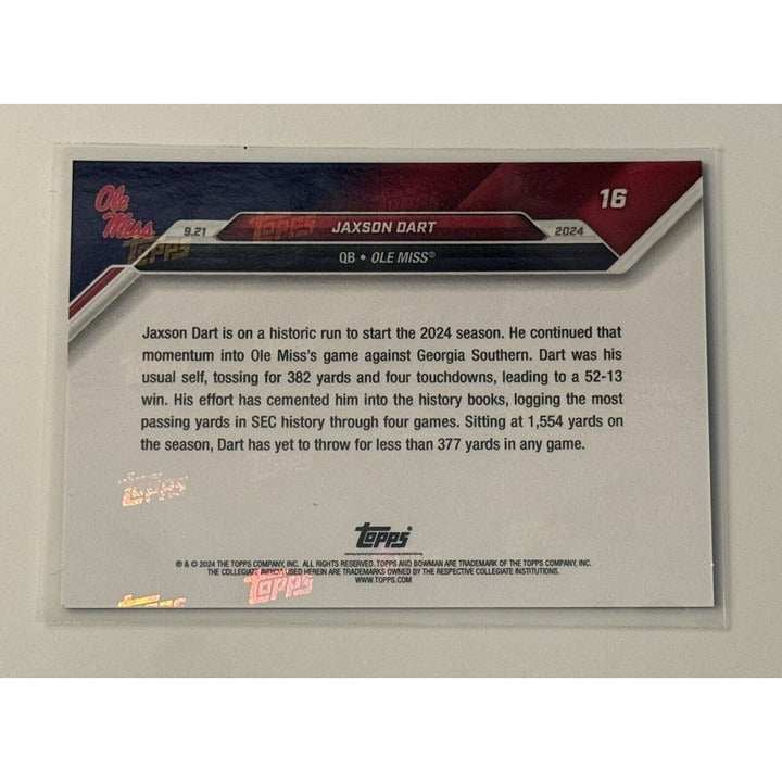 Jaxson Dart RC 2024 Bowman U Now Ole Miss Rebels NCAA football rookie card