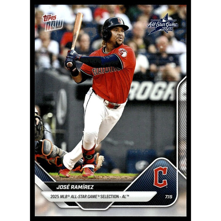 Jose Ramirez 2025 MLB All-Star Game baseball card in batting pose with Cleveland uniform