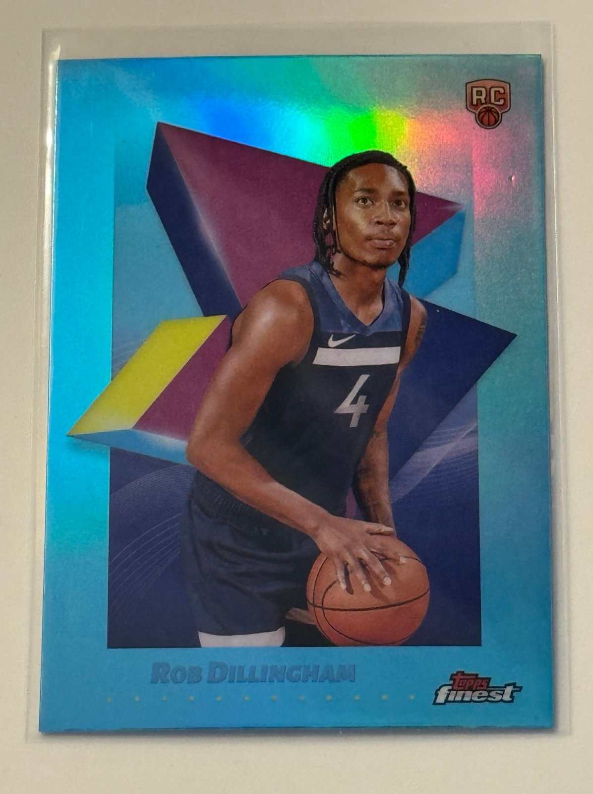 Rob Dillingham RC 2025 Topps Finest Refractor rookie card Timberwolves with vibrant shine