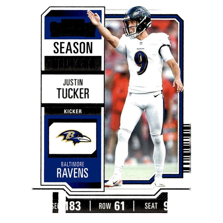 2023 Panini Contenders Justin Tucker* Season Ticket Retail NFL Ravens - Card #7*