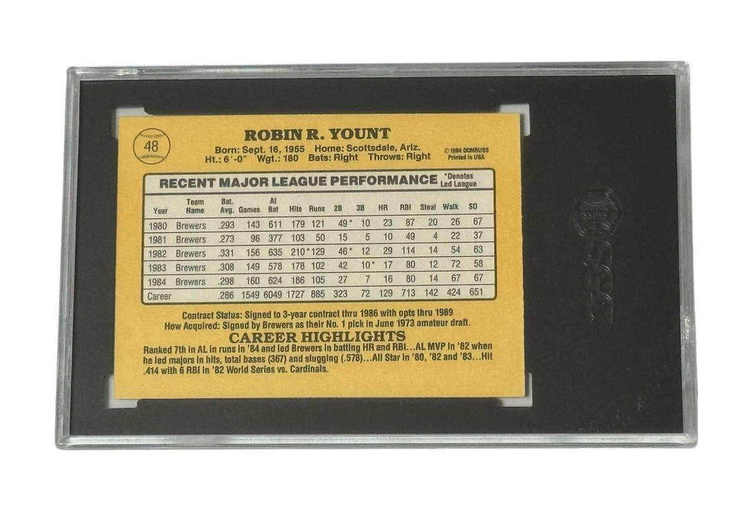 1985 Robin Yount Donruss #48 MLB card graded SGC 6 Milwaukee Brewers vintage collectible