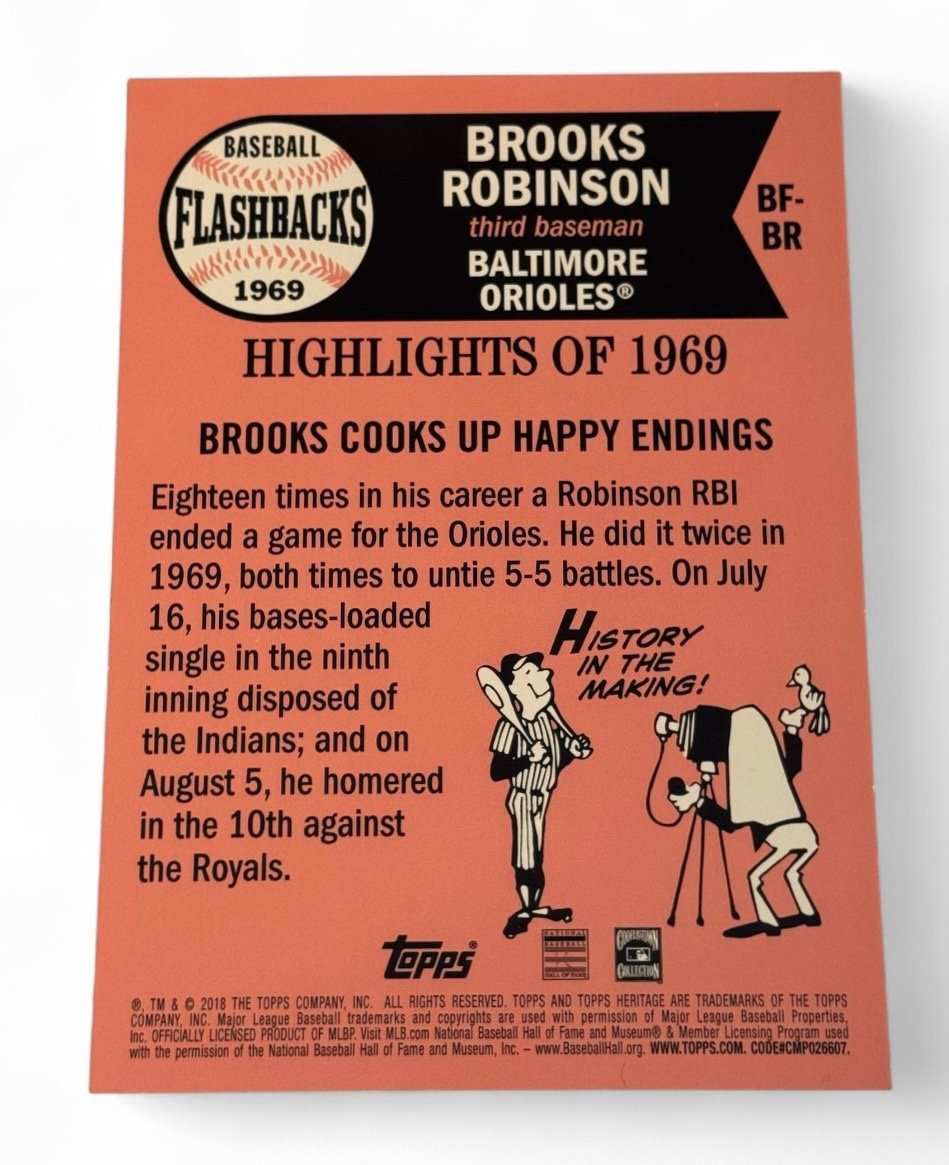Topps Heritage Brooks Robinson 2018 oversized baseball card 1969 Orioles flashback