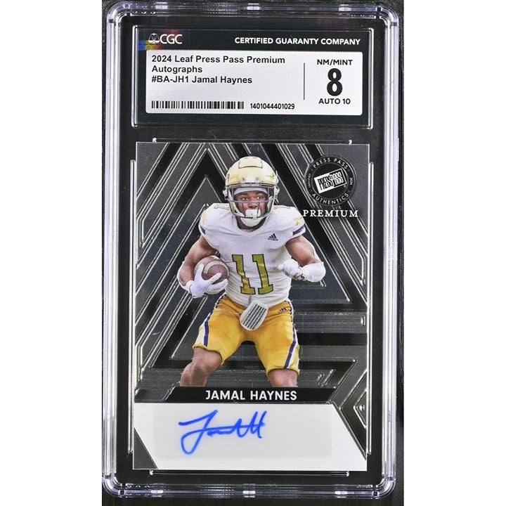 2024 Press Pass Premium Jamal Haynes RC Auto #BA-JH1 Georgia Tech - Graded CGC 8