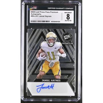 2024 Press Pass Premium Jamal Haynes RC Auto #BA-JH1 Georgia Tech - Graded CGC 8