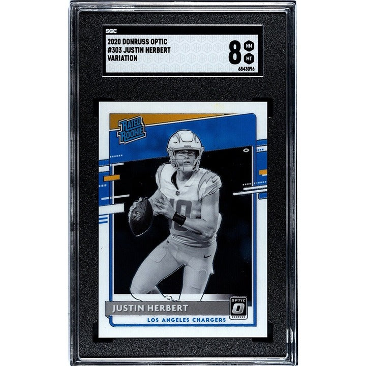 2020 Panini Optic - Rated Rookies Variation Justin Herbert RC 303 SGC 8 New Slab