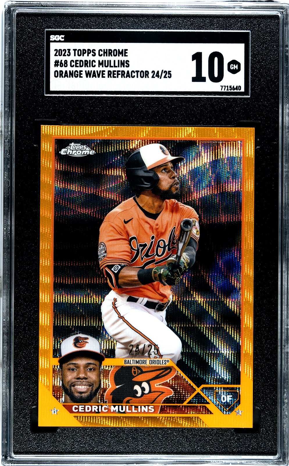 Cedric Mullins 2023 Topps Chrome #68 Orange Wave Refr. 25/25 MLB Orioles SGC 10*