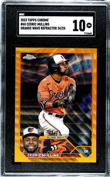 Cedric Mullins 2023 Topps Chrome #68 Orange Wave Refr. 25/25 MLB Orioles SGC 10*