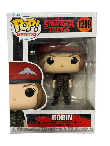 Robin Funko Pop 1299 Stranger Things character in camo outfit collectible figure in box