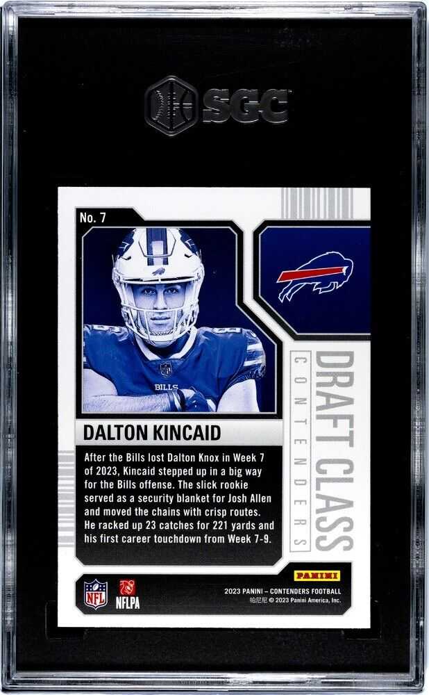 Dalton Kincaid RC 2023 Panini Contenders NFL Draft Class rookie card graded SGC 8.5 in protective case