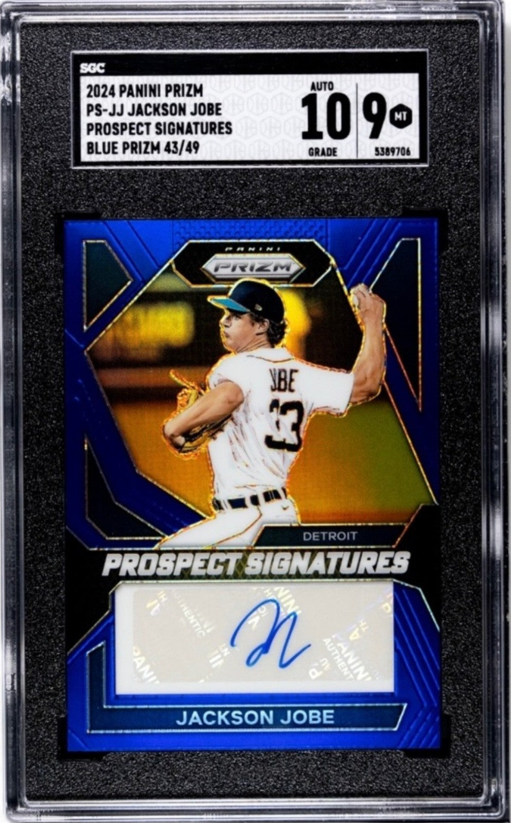 43/49 2024 PRIZM JACKSON JOBE
PROSPECT SIG. RC AUTO BLUE PRIZM PS-JJ MLB Tigers