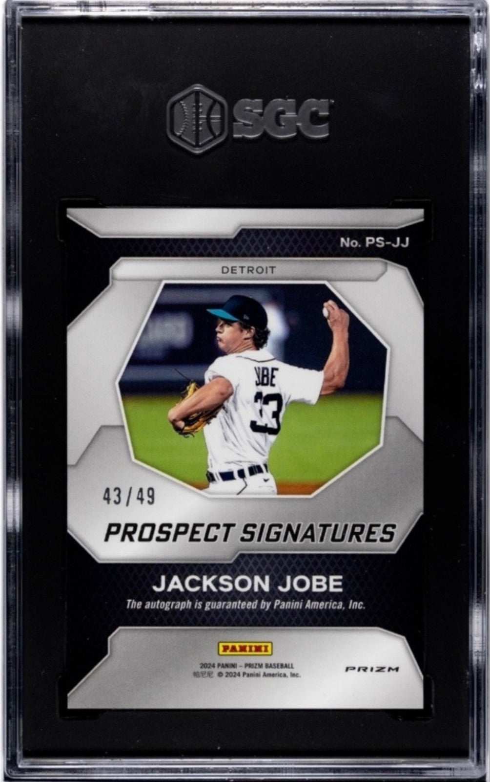 4349 2024 PRIZM JACKSON JOBE signed Detroit Tigers baseball card blue prizm SGC 9