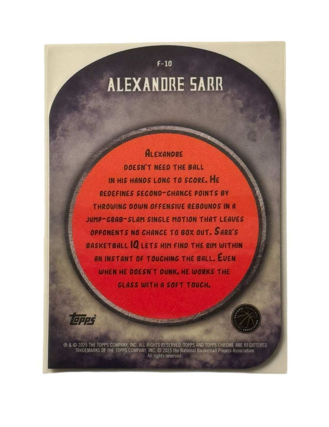 Alexandre Sarr Topps Alexandre Sarr RC 2024 25 Topps Finest Finished Insert F10 NBA Atlanta Hawks