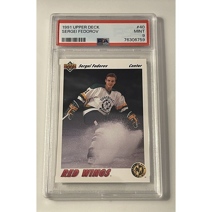 1991 Upper Deck Hockey - Sergei Fedorov - Card #40- NHL Detroit Red Wings PSA 9*