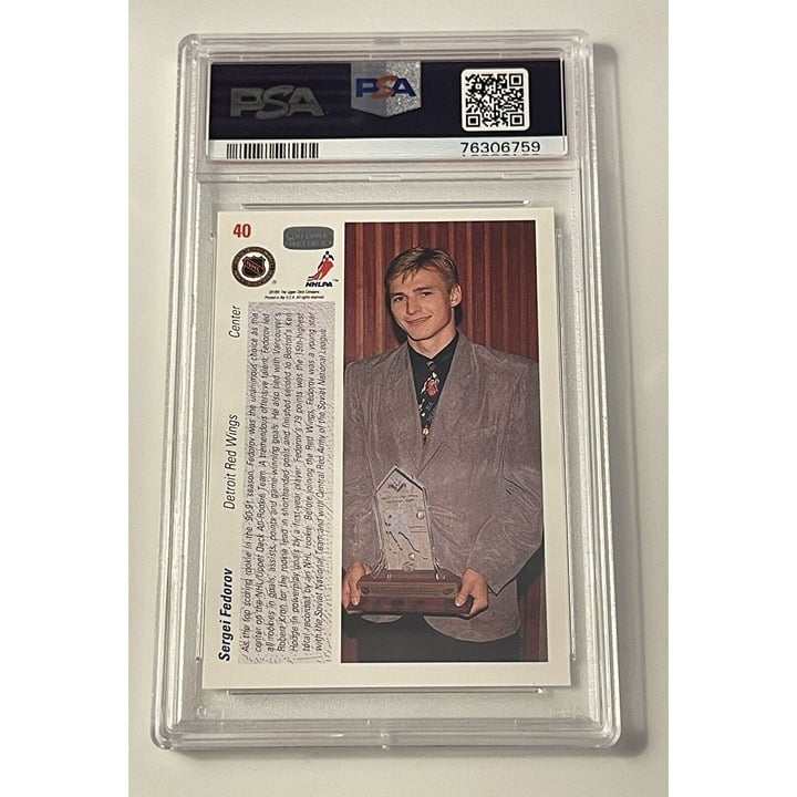 1991 Upper Deck Hockey Sergei Fedorov Red Wings card PSA 9 mint condition