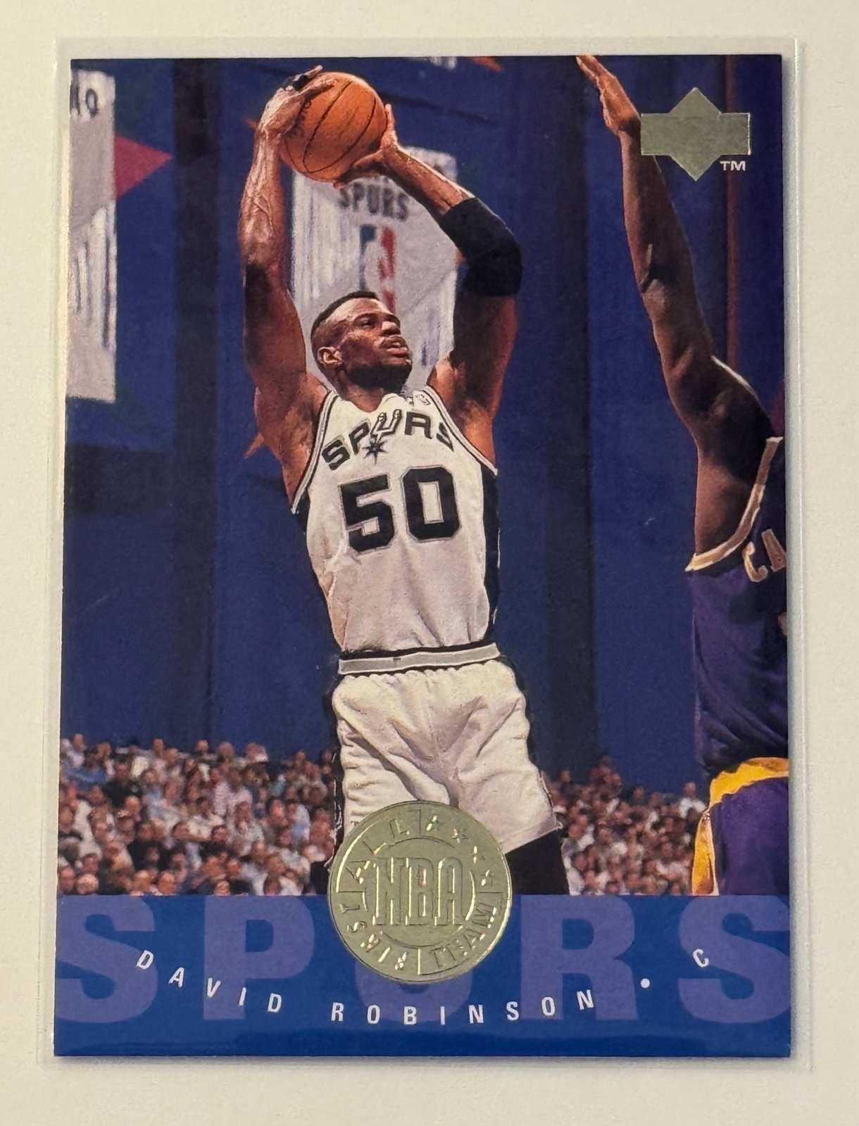 1995 Upper Deck David Robinson All-NBA First Team San Antonio Spurs basketball card with gold foil design