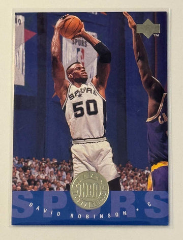 1995 Upper Deck David Robinson All-NBA First Team San Antonio Spurs basketball card with gold foil design
