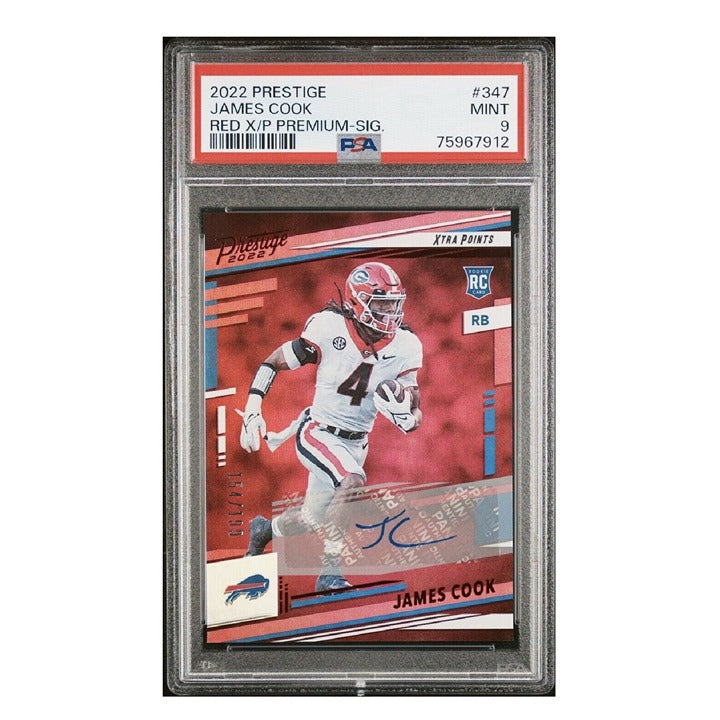 James Cook 2022 Prestige Panini RC Auto football card PSA 9 limited edition