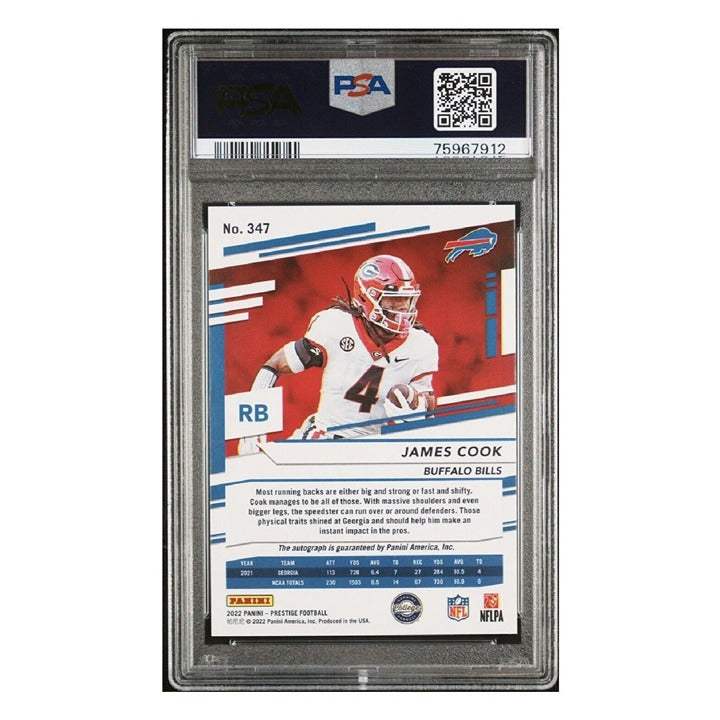 2022 James Cook RC Auto Panini Prestige Xtra Points #347 PSA 9 football card