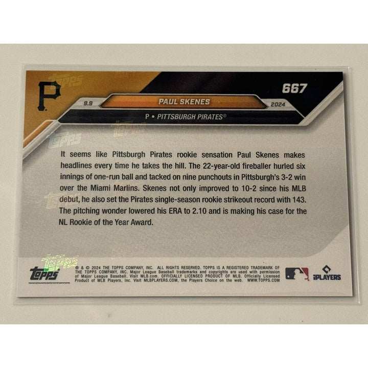 Paul Skenes RC 2024 Topps NOW #667 Pittsburgh Pirates rookie baseball card limited edition aluminum stock