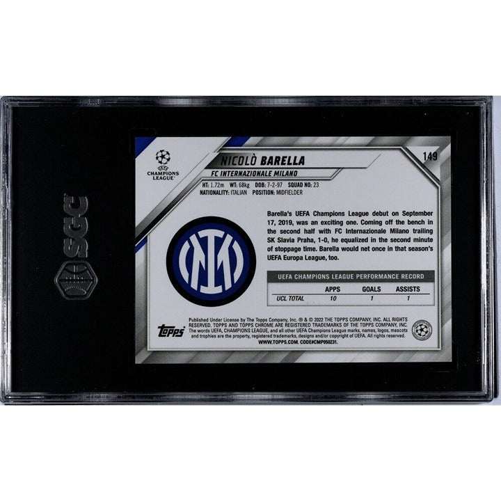 2021-22 Topps Chrome UCL Nicolo Barella Inter Milan graded card SGC 10