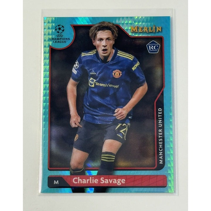 Charlie Savage RC* 2021-22 Topps Merlin UEFA Chrome Refractor Manchester U #137