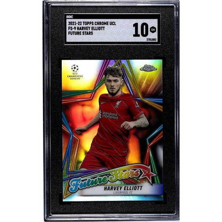 2021-22 Harvey Elliott Topps Chrome UEFA UCL Future Stars Refractor graded SGC 10 soccer trading card