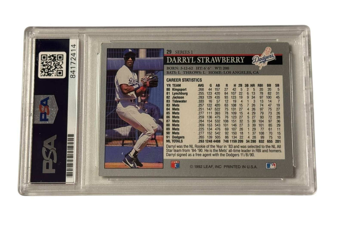 1991 Darryl Strawberry signed Leaf baseball card PSA DNA certified Dodgers autograph