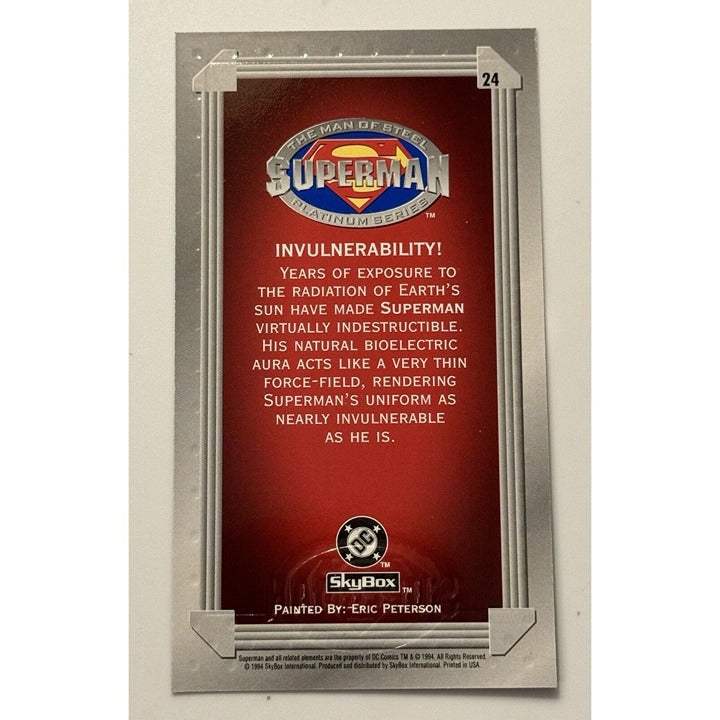SkyBox Superman: Man 1994 SkyBox Superman: Man of Steel Platinum Series Invulnerability Hero Card 24