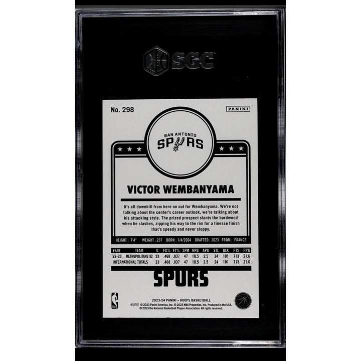 Victor Wembanyama RC 2023 Panini NBA Hoops Spurs rookie card graded SGC 9