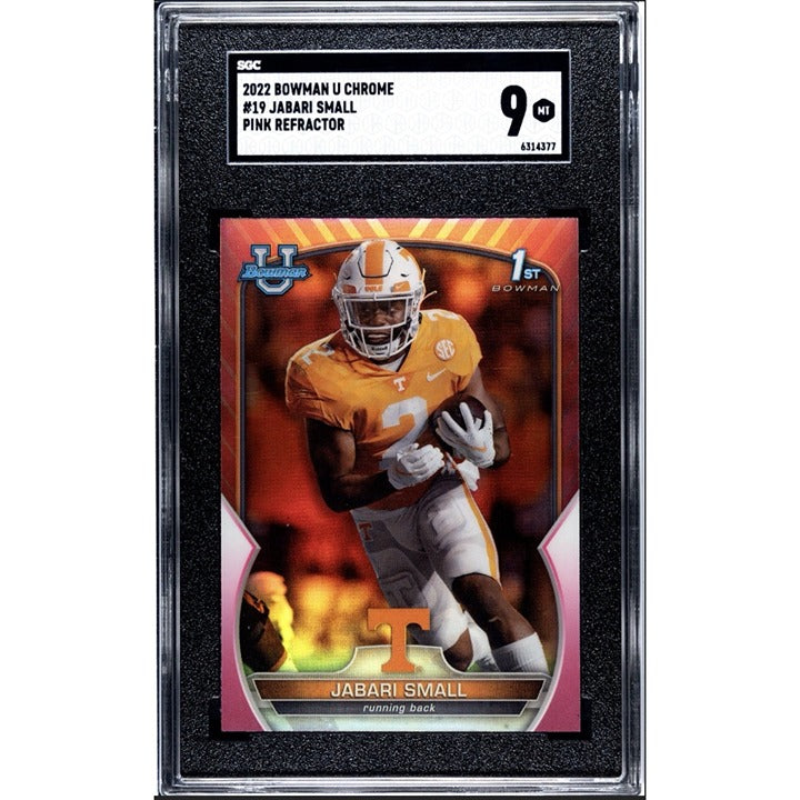 2022 1st Bowman U Chrome JABARI SMALL RC Pink Refractor #19 Tennessee Vols SGC 9