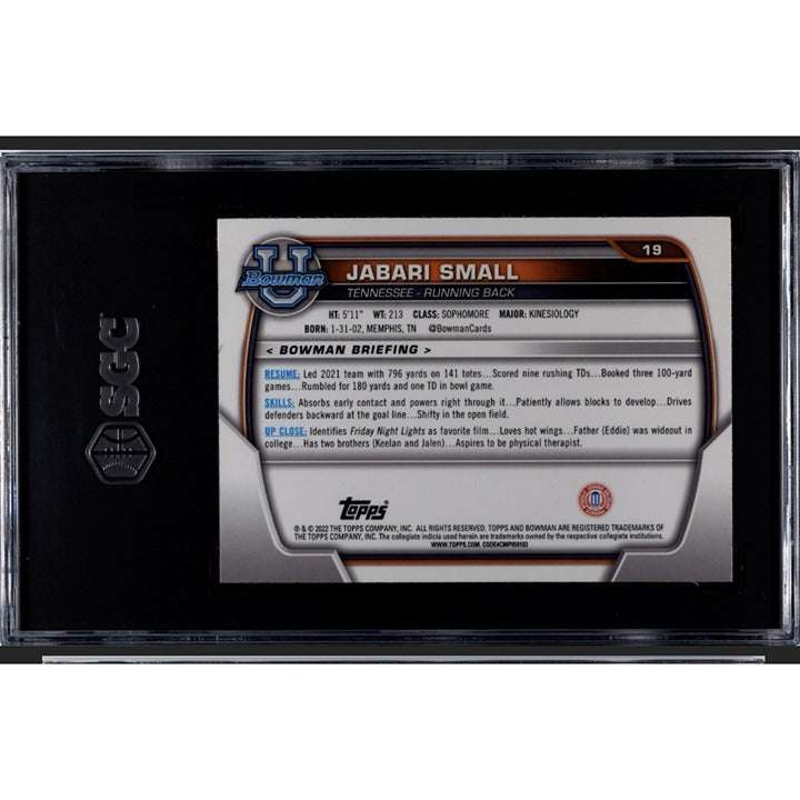 2022 1st Bowman U Chrome Jabari Small Pink Refractor RC card graded SGC 9