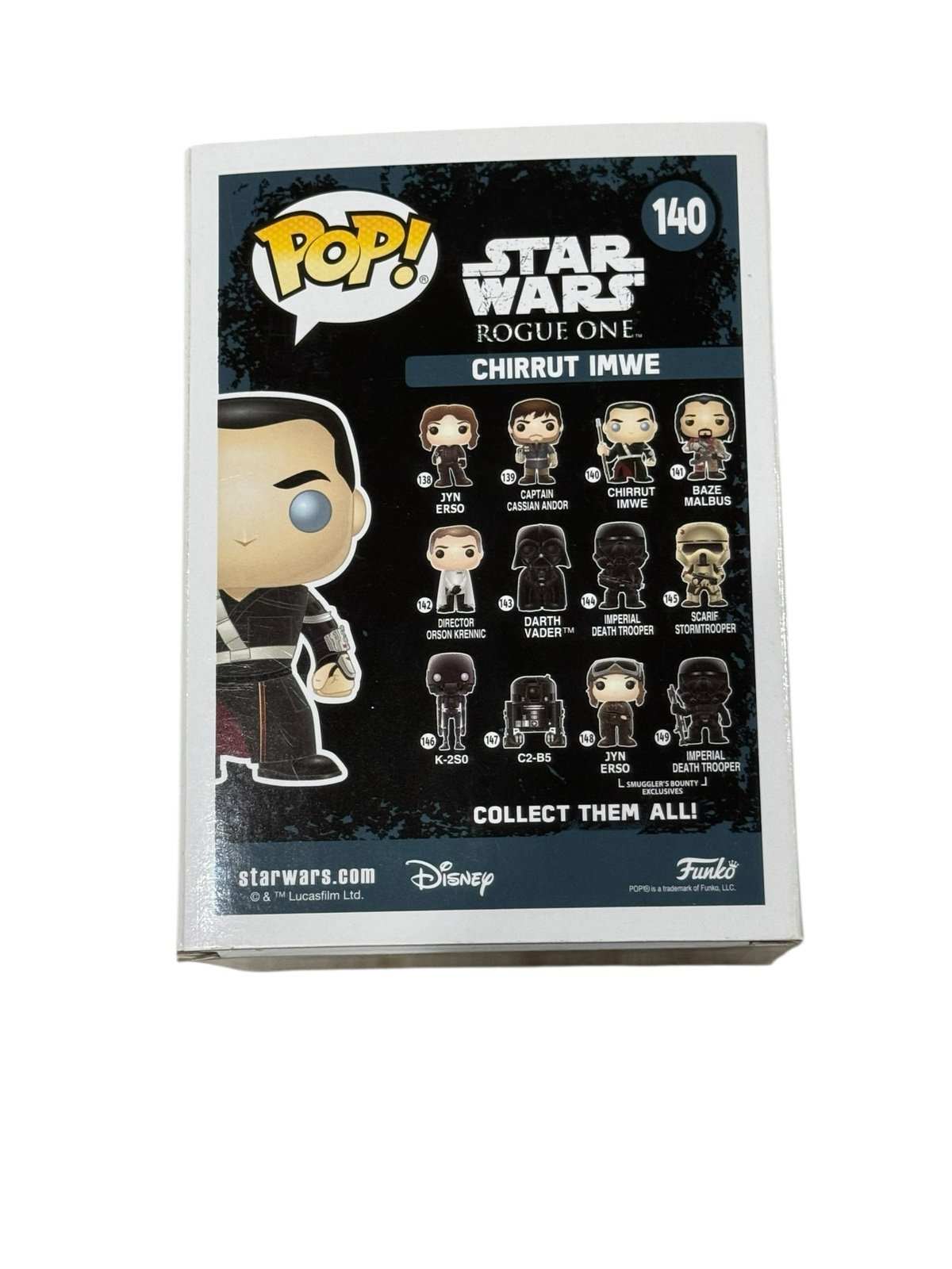 Chirrut Imwe Funko Pop Star Wars Rogue One vinyl bobble head figure box back view