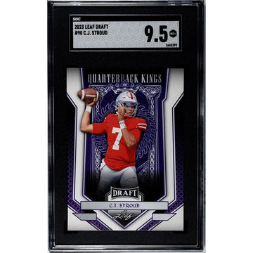 2023 Leaf Draft Football C.J. Stroud Blue QB Kings 90 NFL Houston Texans SGC 9.5