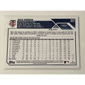 Nick Gordon 2023 Topps MLB Minnesota Twins baseball card back view with stats and player info