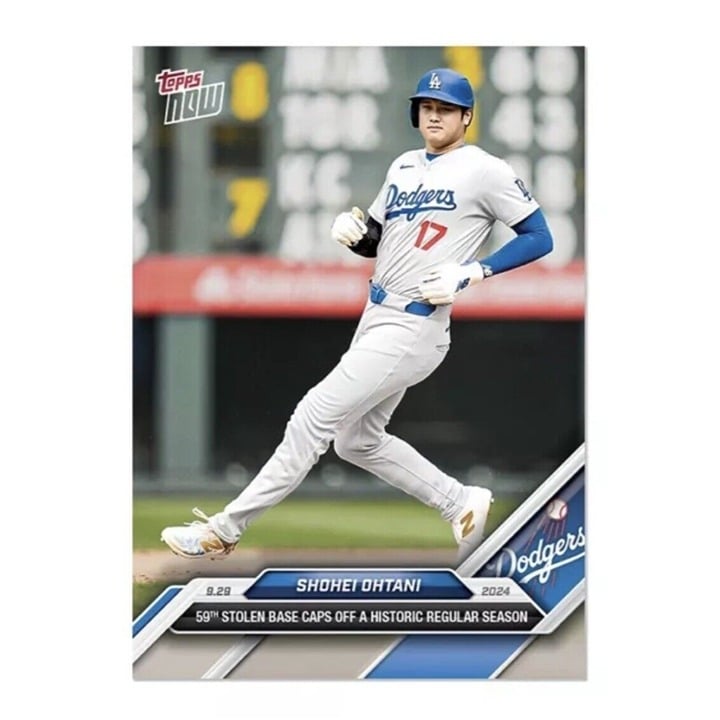 Shohei Ohtani 2024 Topps Now Dodgers baseball card 59th stolen base limited edition