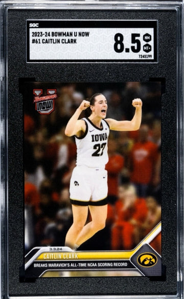 CAITLIN CLARK RC* ~ 2023-24 Bowman U Now Basketball #61 Iowa/WNBA Fever SGC 8.5