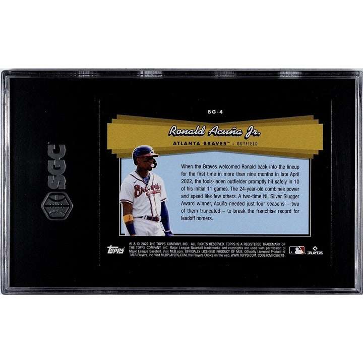 Ronald Acuna 2022 Topps Black Gold Shimmer Refractor baseball card graded SGC 9.5