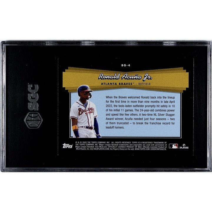 Ronald Acuna Jr. 2022 Topps Black Gold Shimmer Refractor baseball card BG-4 Braves SGC 9.5