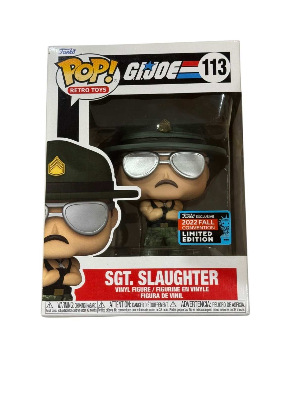 Funko Pop Retro Toys Sgt. Slaughter G.I. Joe 2022 Fall Convention Limited Edition vinyl figure in sealed box