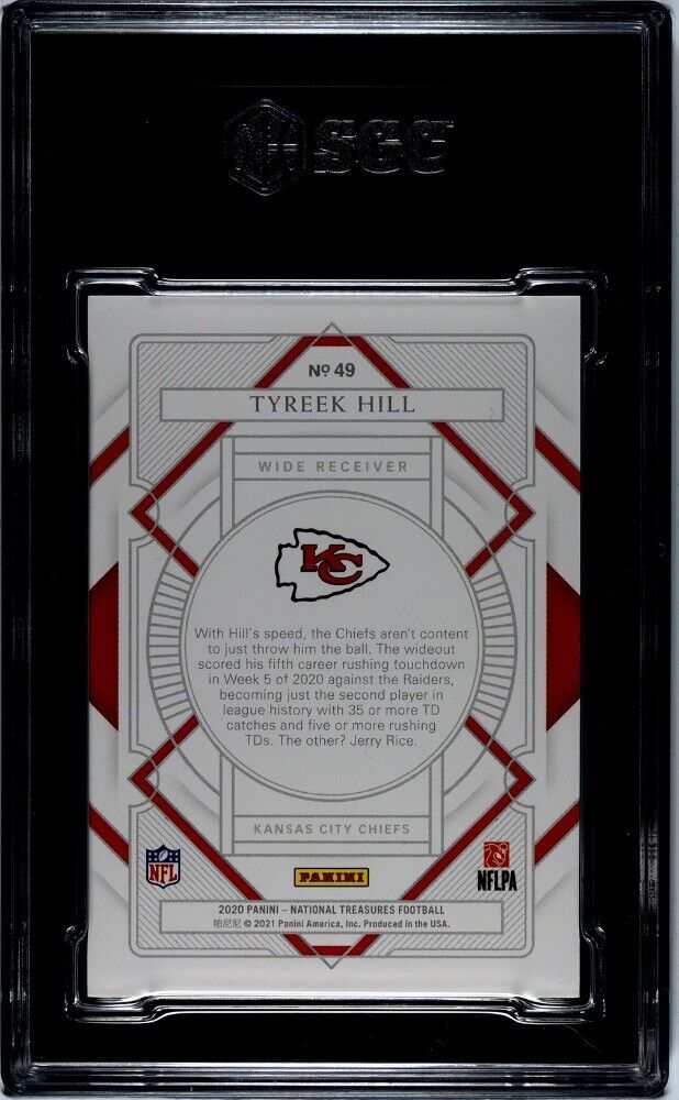 2020 Tyreek Hill Panini National Treasures NFL Chiefs Dolphins purple parallel card graded SGC 9.5 limited 28/50