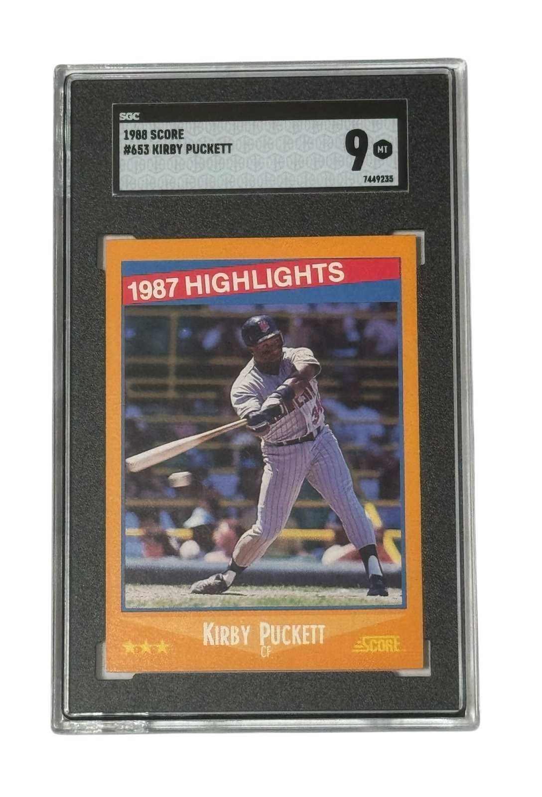 Kirby Puckett 1988 Score 1987 Highlights baseball card graded SGC 9 MINT in protective case