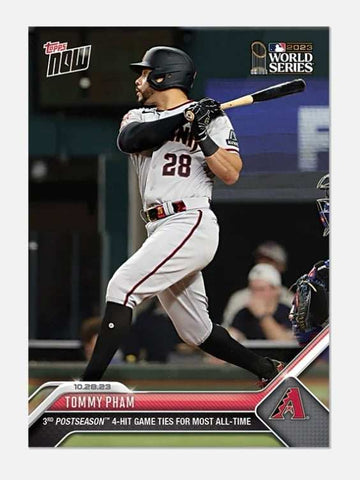WORLD SERIES highlight card of Tommy Pham 2023 Topps NOW Arizona Diamondbacks four hit game
